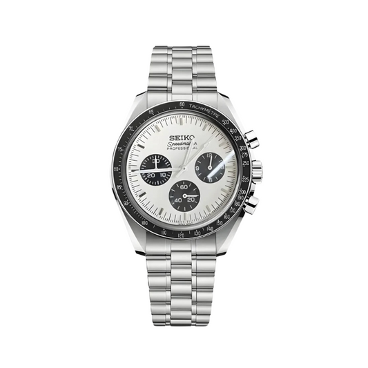 SEIKO MOD WHITE DIAL SPEEDMASTER MEN'S WATCH with white Dial and Steel Bracelet