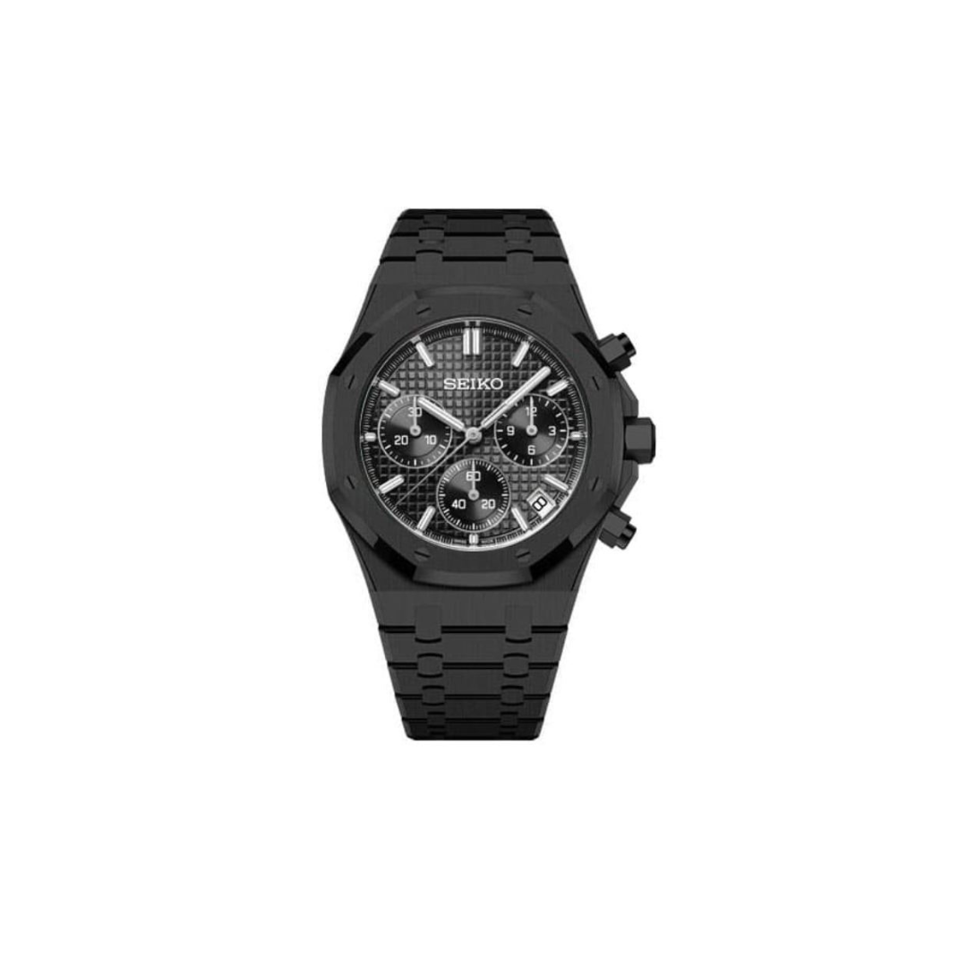 SEIKO MOD OAK chrono  Men's Watch with black Dial and black Steel Bracelet