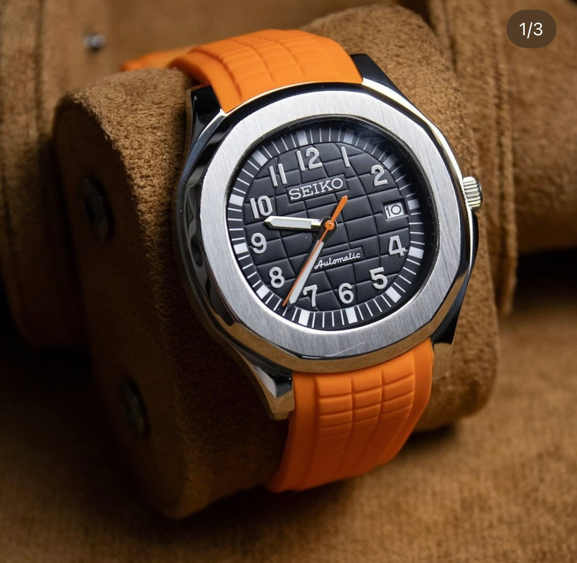 SEIKO MOD AQUANAUT ORANGE BLACK MEN'S WATCH