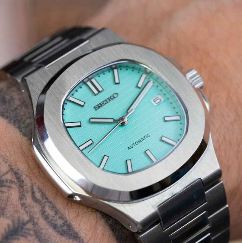SEIKO MOD NAUTILUS TIFFANY BLUE MEN'S WATCH