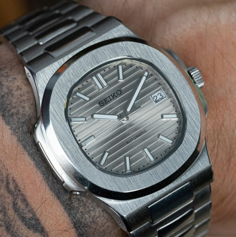 SEIKO MOD NAUTILUS SILVER GREY